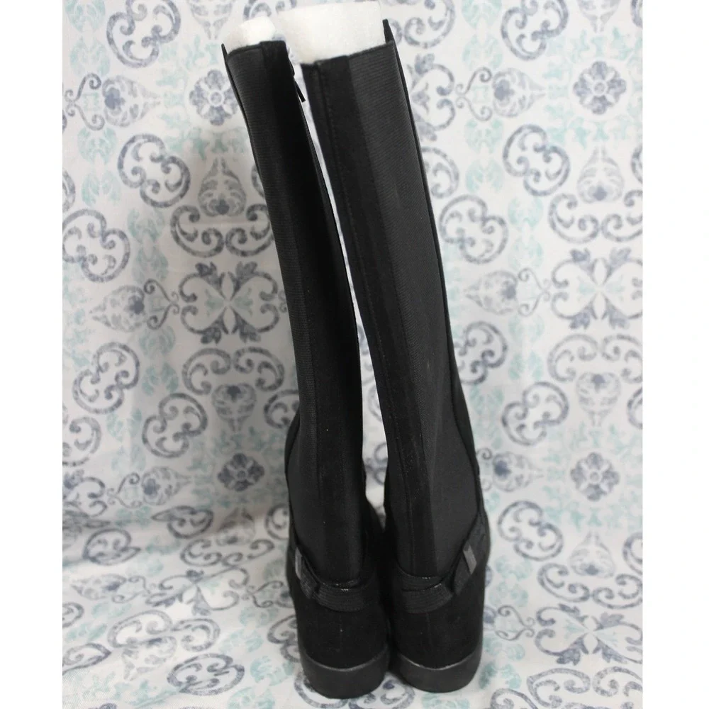 Karen Scott Black Suede Stretch Tall‎ Boots Knee High Casual Comfort Size 6
